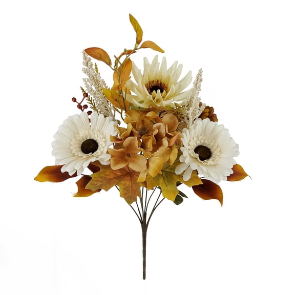 Mainstays Sunflower Hybrid Mix Bush Artificial Flower, 17 in, White Orange