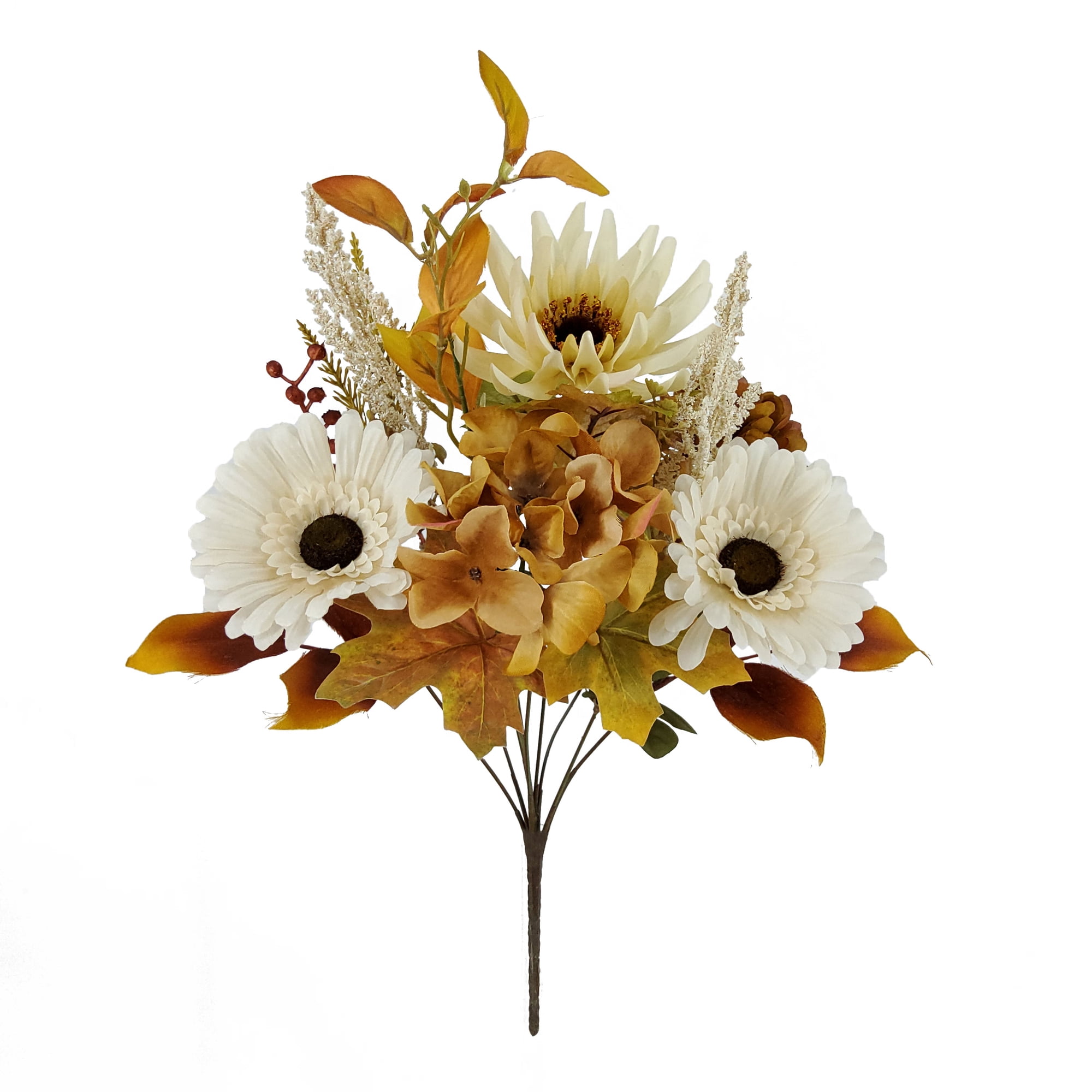 Mainstays Sunflower Hybrid Mix Bush Artificial Flower, 17 in, White Orange