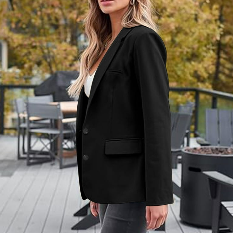 Breasted Black Evening Jacket Ladies Elegant Women's Slim Fit No Lapel  Double Breasted Suit Jacket