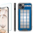 thumbnail image 1 of Shockproof Bumper Phone Case for iPhone 13, with Tempered Glass Screen Protector, by OneToughShield ® - Phone Booth Blue, 1 of 4