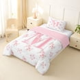 thumbnail image 2 of Manfei Pretty Bow Twin Comforter Sets,Lovely Initial M Bedding Set,Pink,Pink Reversible,2 Pieces,1 Comforter and 1 Pillowcase, 2 of 7