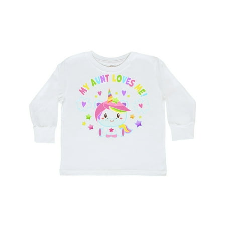 

Inktastic My Aunt Loves Me with Cute Rainbow Unicorn Gift Toddler Boy or Toddler Girl Long Sleeve T-Shirt