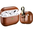 thumbnail image 1 of AirPods Pro Leather Case with Strap, ICARER Genuine Leather Portable Protective Shockproof Cover for Apple AirPods Pro case Keychain Support Wireless Charging (Brown), 1 of 5