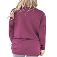 thumbnail image 3 of LANREMON Fall Long Sleeve Oversized T Shirts for Women Casual Round Neck Trendy Plus Size Tunic Tops Blouse with Pockets Redwine 16 Plus, 3 of 5