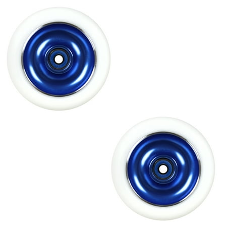 2 Metal Core Scooter Wheels 100mm BLUE With Abec 7 Bearings For MGP Razor