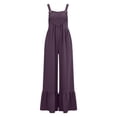 thumbnail image 7 of Gytharion Plus Size Cotton Linen Jumpsuits for Women Adjustable Straps Wide-leg Overalls Solid Color Fashion Casual Rompers, 7 of 7