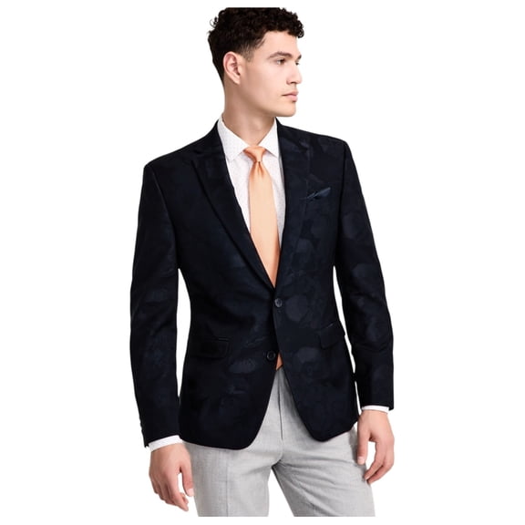 Bar Iii Mens Slim fit Suit Jacket Blazer 36 R Navy Blue Floral