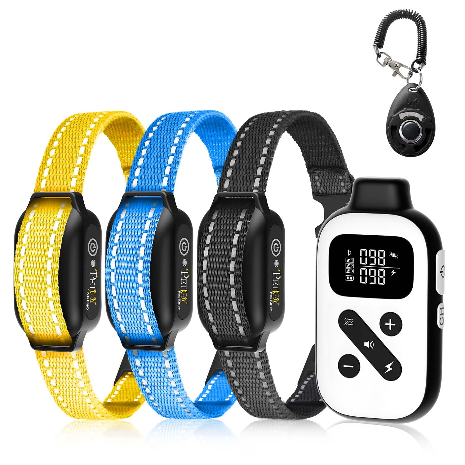 PetJoy Dog Training Collar For 3 Dogs Dog Shock Collar With Remote 3600Ft Range Training and Auto Anti Bark Collar 3 Modes-Beep Vibration& Shock IPX7 Waterproof Christmas Birthday Gifts