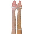 thumbnail image 4 of ToBeInStyle Womens Big Diamond Net Fingerless Long Arm Warmers Rave Gloves - White, 4 of 4