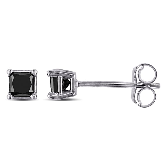 Everly Women’s 1/3ct Princess-Cut Black Diamond 10k White Gold Solitaire Stud Earrings