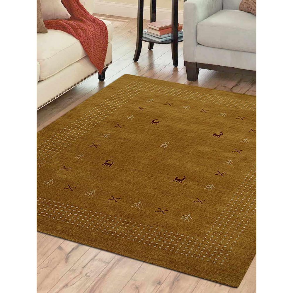 Rugsotic Carpets Hand Knotted Gabbeh Wool 5'x8' Area Rug Contemporary