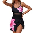 thumbnail image 3 of Bxsruta Plus Size Womens Sleeveless Printed Push Up Padded Swimsuit Tummy Control One Piece Swim Dress with Mesh, 3 of 7