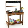 thumbnail image 1 of Costway Kids Mud Kitchen Play Kitchen with Blackboard, Stoves, Removable Sink Natural, 1 of 10