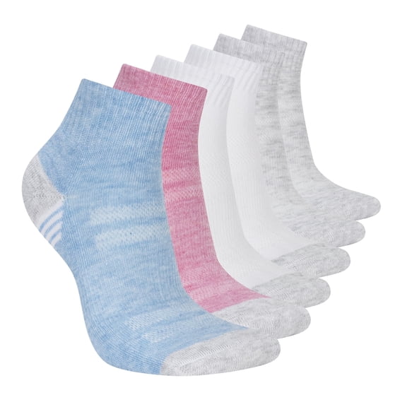 Skechers Women's Quarter Crew Socks with Cushioned Footbed & Mesh Ventilation (6-Pairs)