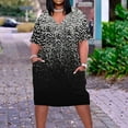 thumbnail image 2 of Quinlirra Women's casual Dresses plus size Women's Oversized Printed Loose Casual Short Sleeved V-neck Knee Length Dress, 2 of 5