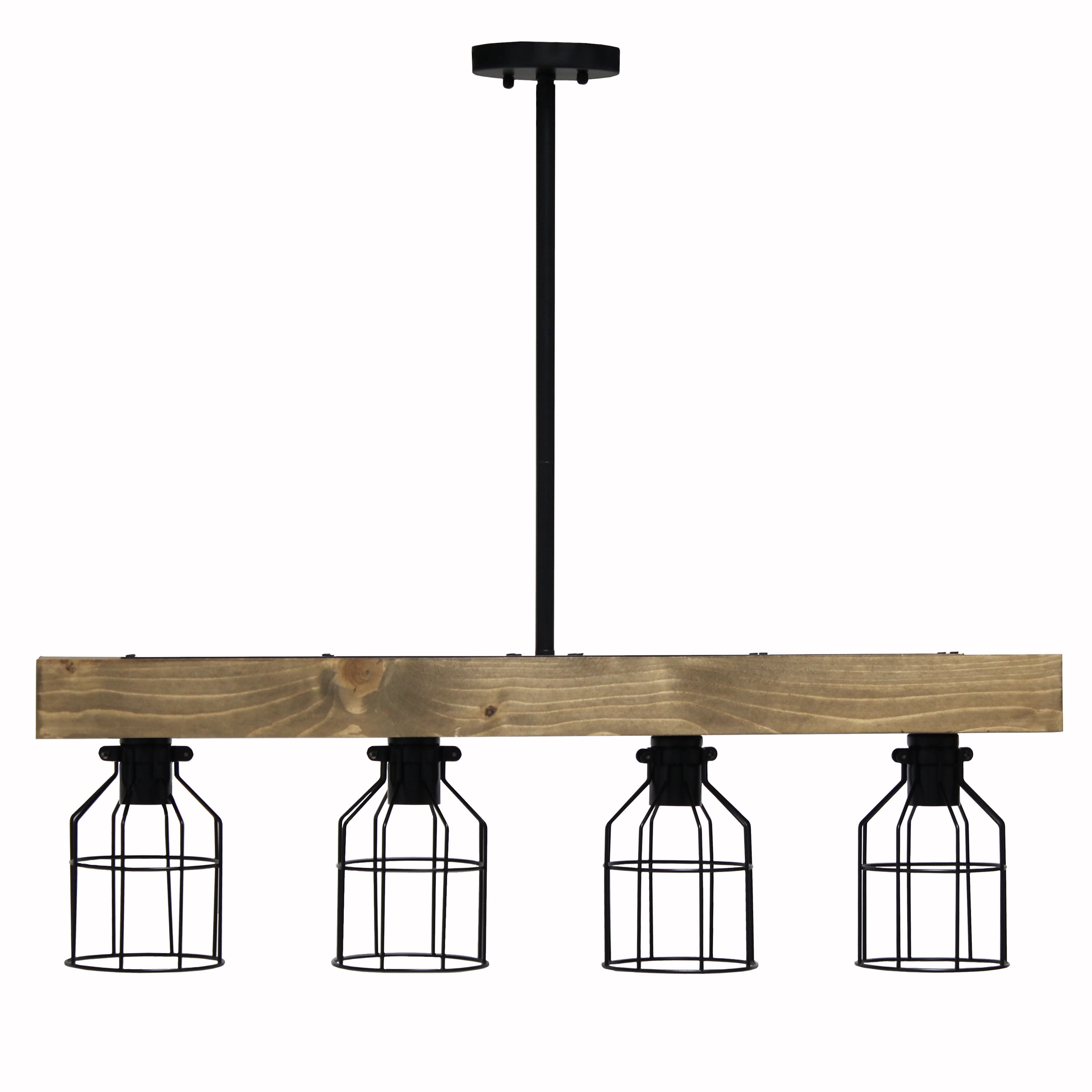 Lalia Home 32" Farmhouse 4-Light Beam Pendant, Restored Wood Brown