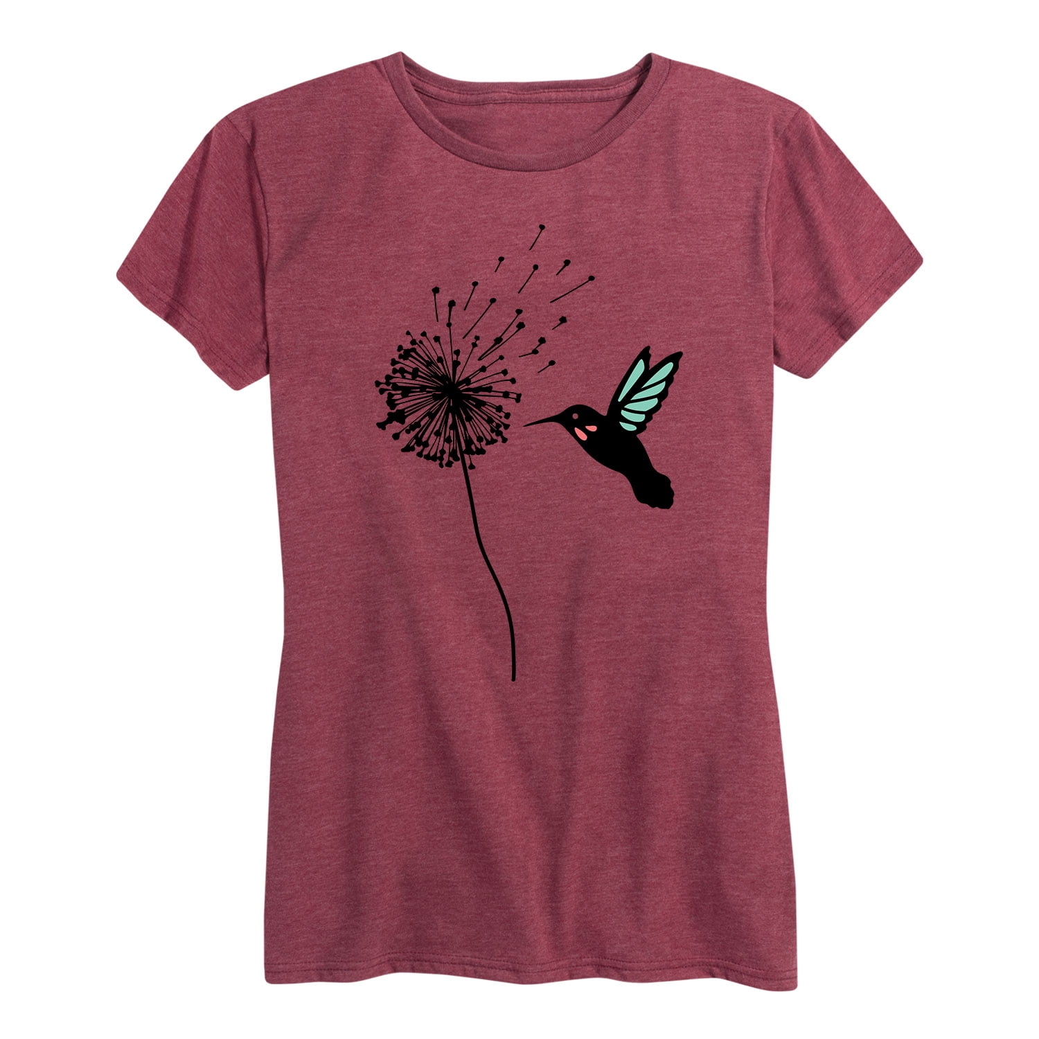 Instant Message Hummingbird & Dandelion Women's Short Sleeve Tee - Classic Fit, Trendy Graphic