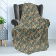 thumbnail image 4 of Ethnic Soft Flannel Fleece Throw Blanket, Pattern in Contrast Vivid Tones Image, Cozy Plush for Indoor and Outdoor Use, 50" x 70", Avocado Green, by Ambesonne, 4 of 5
