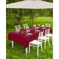 thumbnail image 3 of Red Christmas Outdoor Tablecloth - 60x120 Inch Rectangle Dining Table Cover, Xmas Tree Snowflake Waterproof Outdoor Table Cloth with Umbrella Hole & Zipper for Picnic/Patio/Party, 3 of 5