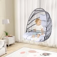 thumbnail image 2 of Swing Hammock Egg Basket Chairs Without Stand Indoor Outdoor, UV Resistant Cushion Hanging Chair, Foldable Frame 350lbs Capacity Ceiling Hammock Chair for Patio Porch Backyard Balcony, 2 of 7