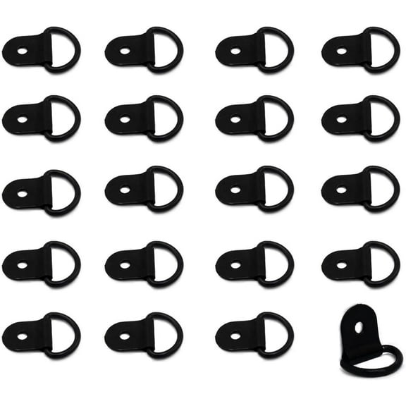 20Pcs Black D Rings Tie Down Anchor Hooks Heavy Duty Lashing Ring for Car Truck Cargo Trailers RV Boats