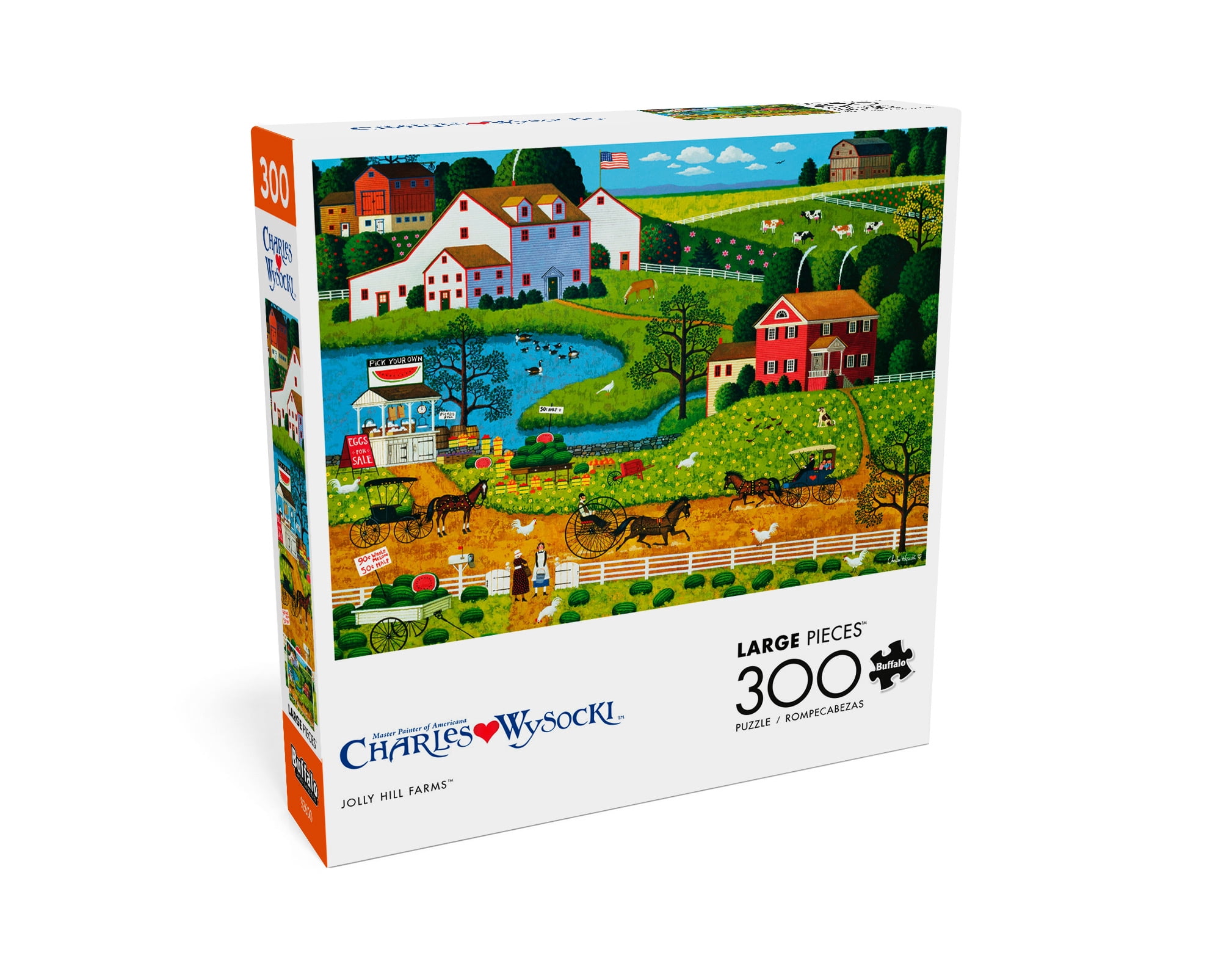 Buffalo Games 300-Piece Charles Wysocki - Jolly Hill Farms Interlocking Jigsaw Puzzle
