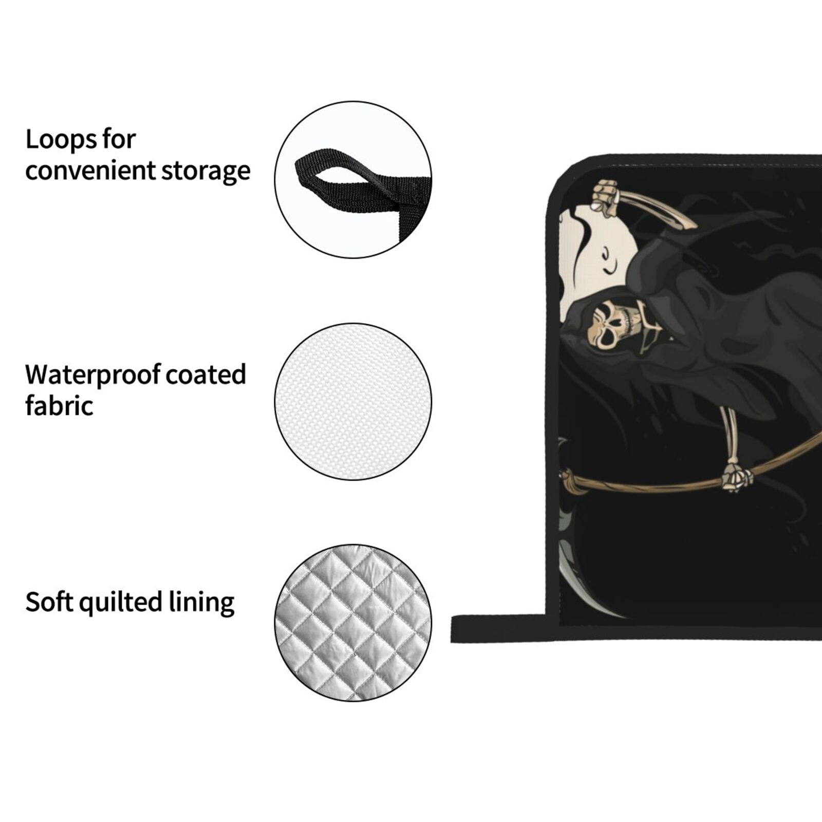 Grim Reaper Skull Moon 4Pcs Oven Mitts and Pot Holders Sets Oven Kitchen Gloves Hot Pads for Cooking BBQ Baking Grilling