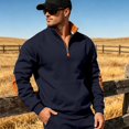 thumbnail image 4 of Homeyce 1/4 Zip Pullover Mens Lightweight Long Sleeve Sweatshirts Mock neck long sleeve Classic fit Fleece Stylish for spring winter outdoor,Blue M, 4 of 4