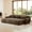 Chocolate, variant on 114.7”Boneless Cloud Couches, Soft Fluffy Plush Fabric, Modular Sectional Sofa Bed with 3 Ottoman, 3-Seater Pink Couches, Comfy Sofa for Living Room