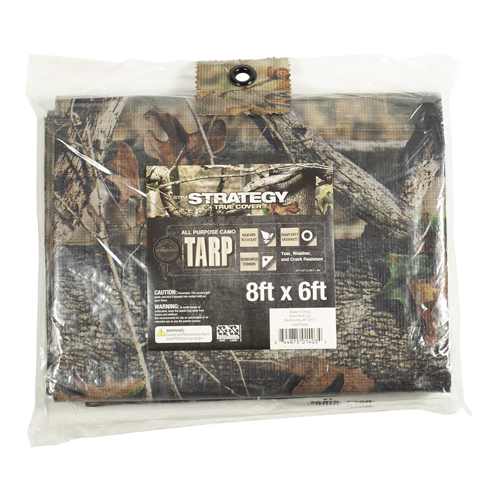 (2 pack) Strategy True Cover Weather Resistant All Purpose Polyethylene Camo Tarp 8’ x 6’
