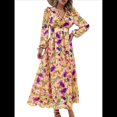 thumbnail image 1 of Vestido Bohemio Informal de Larga con Escote en V Profundo para Mujer Amarillo M, 1 of 10