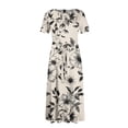 thumbnail image 6 of LWavelet Women's Plus Size Floral Maxi Dress Short Sleeve Tie Waist Casual Boho Flowy Dress with Pockets Gray 4XL, 6 of 7