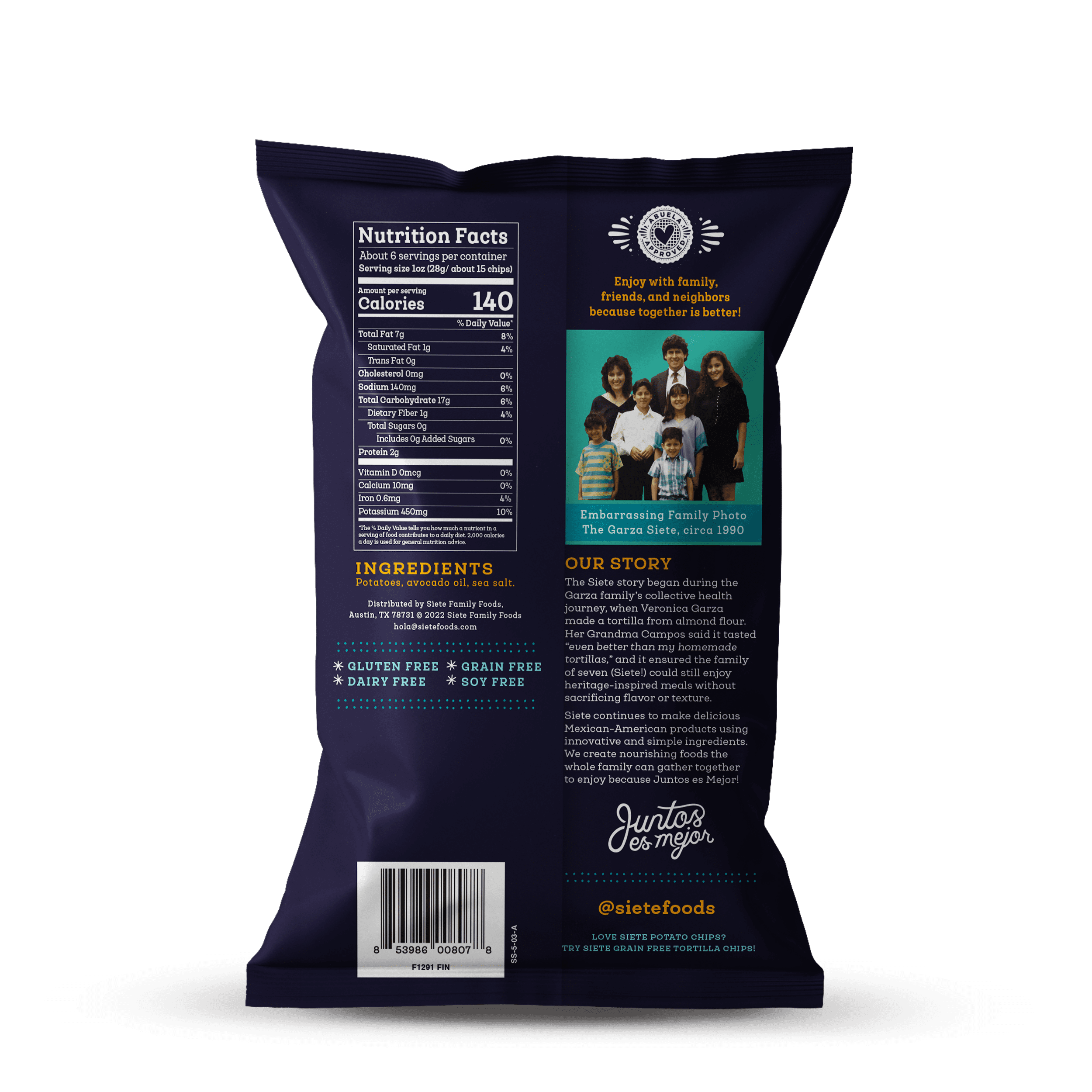 (2 pack) Siete Kettle Cooked Potato Chips Sea Salt, 5.5 oz.