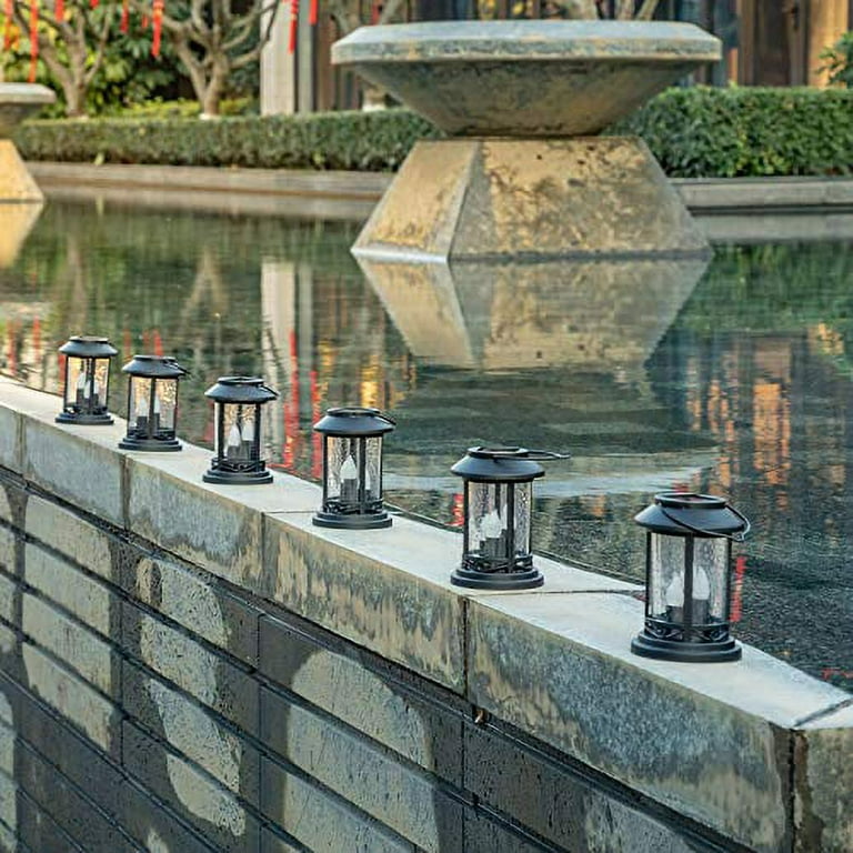 Beautyard Outdoor Hanging Solar Candles Lights Flickering Decorative  Lantern Stake Lighting for Garden, Backyard, Lawn, Pathway, Patio  Accessories and Decor (6 Pack, Black) 
