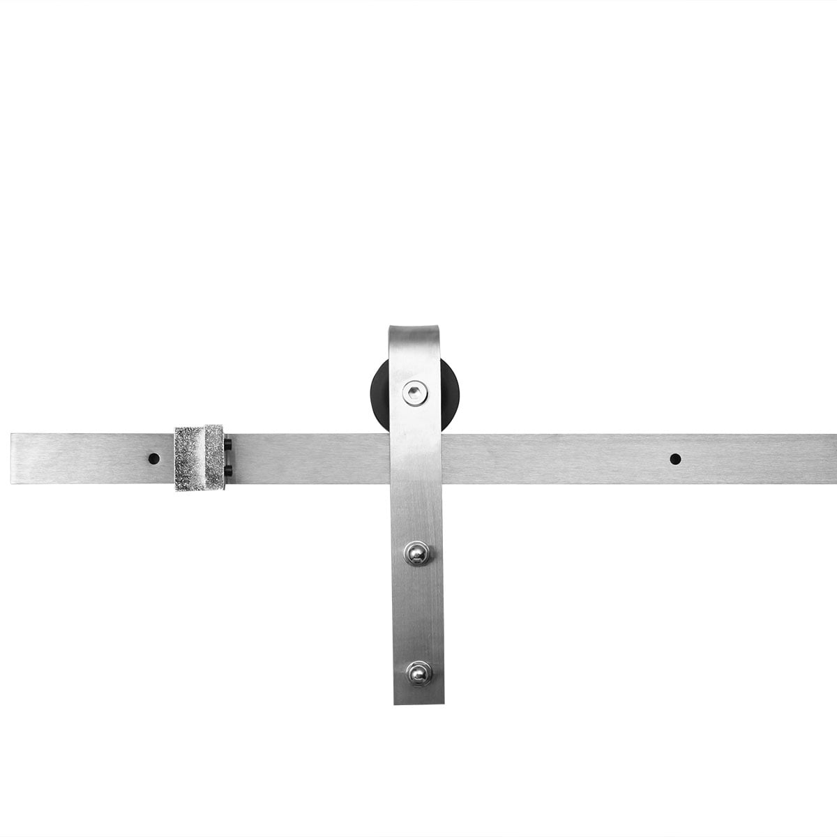 Kepooman 6.6 ft Rustic Sliding Barn Door Hardware Kit, Roller Track Set - Silver Kepooman 6.6 ft Rustic Sliding Barn Door Hardware Kit, Roller Track Set - Silver