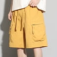 thumbnail image 4 of Athletic Shorts for Men Pack Men's Cargo Shorts with Elastic Waist Drawstring,Plus Size Summer Wide Leg Shorts with Multi Zipper Pocket Yellow 5XL, 4 of 7