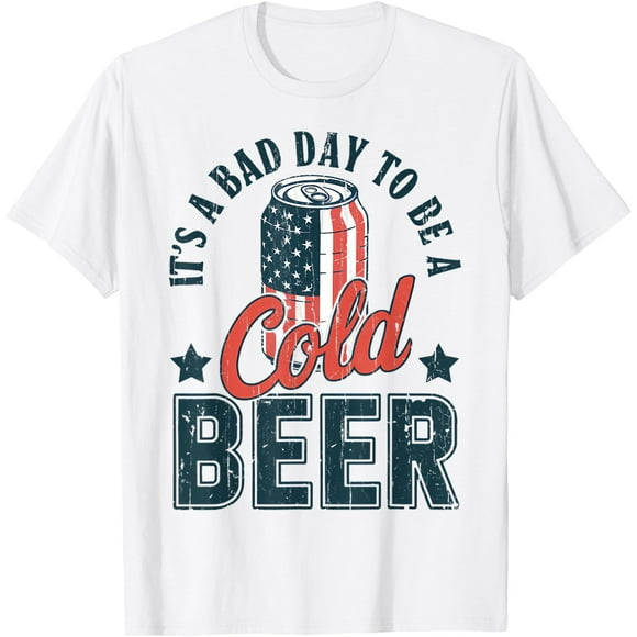 It's a Bad Day to Be a Cold Beer Vintage US Flag 4th of July T-Shirt - As Picture - XL