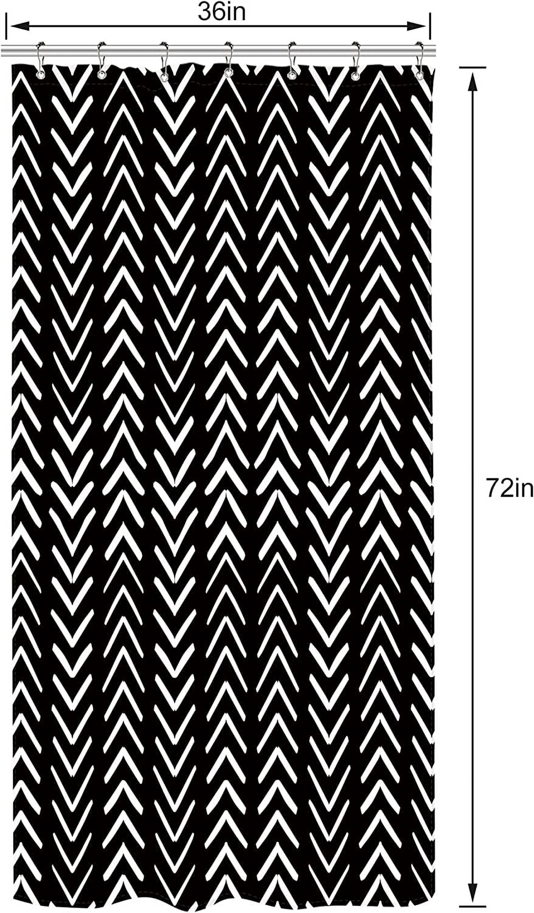 Black Stall Small Boho Shower Curtain for Bathroom Half Size 36x72 Inch Geometric Chevron Striped Herringbone Single Narrow Tiny Walkin Rv Dorm Decor Fabric Bathroom Set Polyester Waterproof