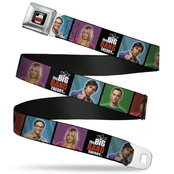 The Big Bang Theory Belt, Seatbelt Buckle Belt, The Big Bang Theory Character Blocks Logo, 30 to 44 Inches