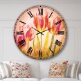 thumbnail image 2 of Designart 'Red Tulips' Traditional wall clock, 2 of 6