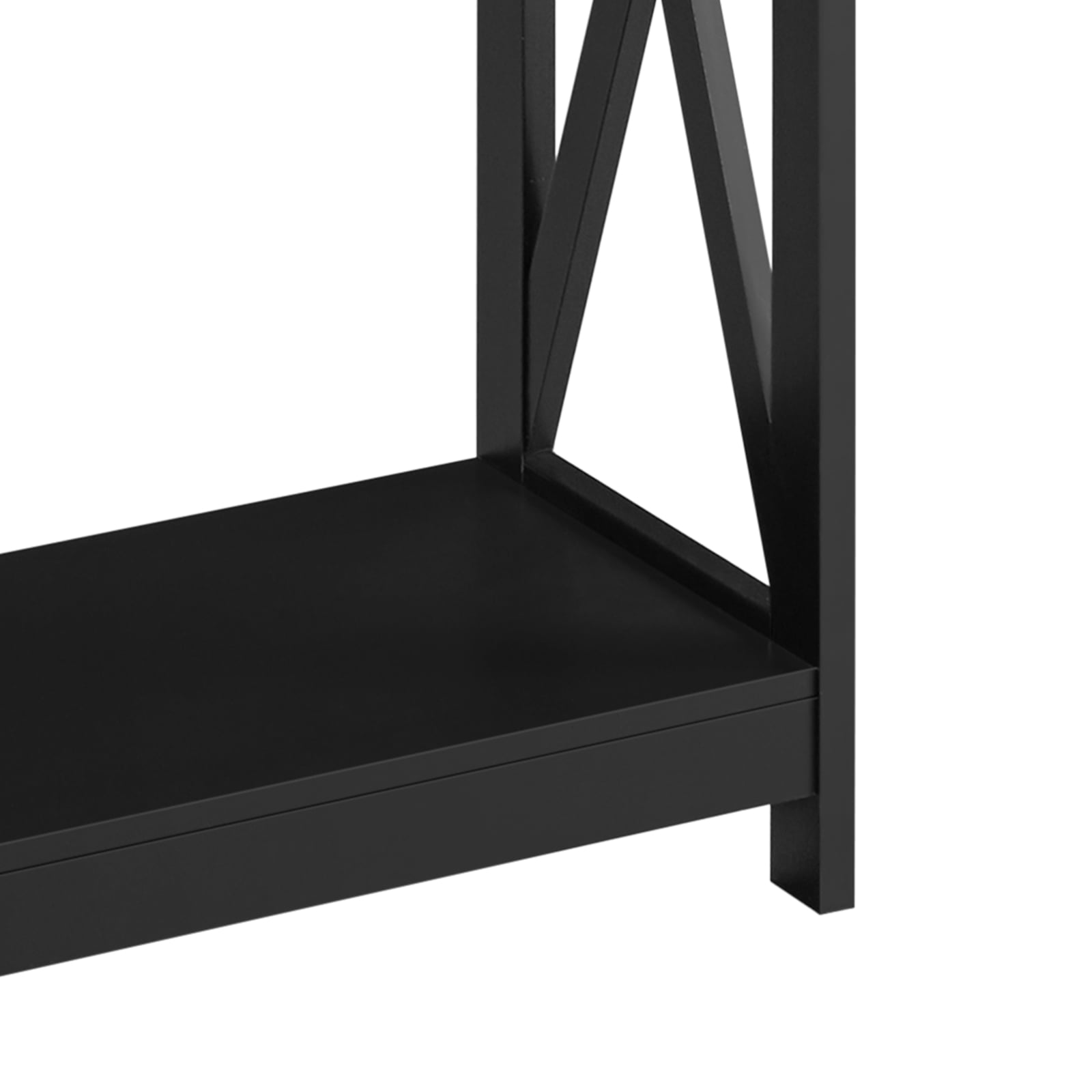 Alden Design 2-Tier Wooden Console Table with Power Outlet for Hallway Living Room, Black