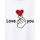 thumbnail image 3 of 1pc Unisex Polyester Crew Neck T-Shirt with Heart Pattern - Casual Knit Fabric, Medium Stretch, All-Season Love You Design, Ideal for Couples Gift Tee For Adult, Men, Women, Teen, Teenager, Adolescen, 3 of 6