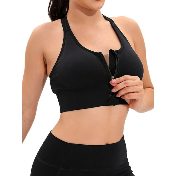 Tinglu Women Yoga Bras Sports Wireless Underwear Women's Zip Front Sportwear Push up Bra