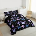 thumbnail image 3 of jejeloiu Cartoon Butterflies Bedding Comforter Set,Cute Stars Print Twin Comforter Sets,Purple Blue Black Bedding Set For Girls Kids,Luxury Bedroom Decor Reversible,2-Piece, 3 of 8