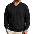 thumbnail image 2 of Men's Sweatshirts Trendy Long Sleeve V-Neck Pullover Fall Winter Casual Ribbed Cuffs Solid Color Sweatshirt for Daily Wear Black XL, 2 of 7