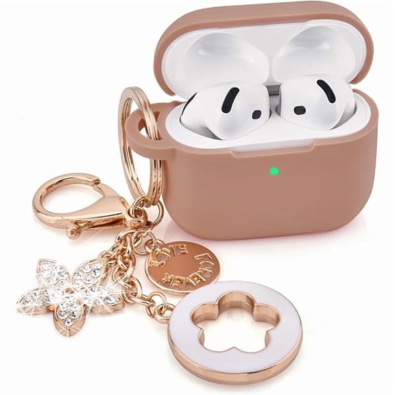 mjw001 Case for Apple Airpods 4 - Airpods 4 Cases 2024 Cover Women Anti-Drop Silicone iPods 4 Earbuds Wireless Accessorie Charging Cases Girl Bling Keychain for Airpod iPods 4th Generation