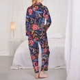 thumbnail image 3 of Pajama Sets for Women 2 Pcs, Red Blue Flower Paisley Button Down Long Sleeve Sleepwear Lounge PJ Sets, 3 of 6
