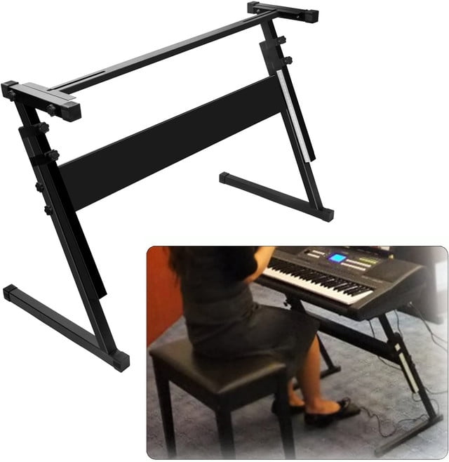 Dual X Kuyal Heavy-Duty Double-X Adjustable Piano Keyboard Stand and Classic Piano Bench