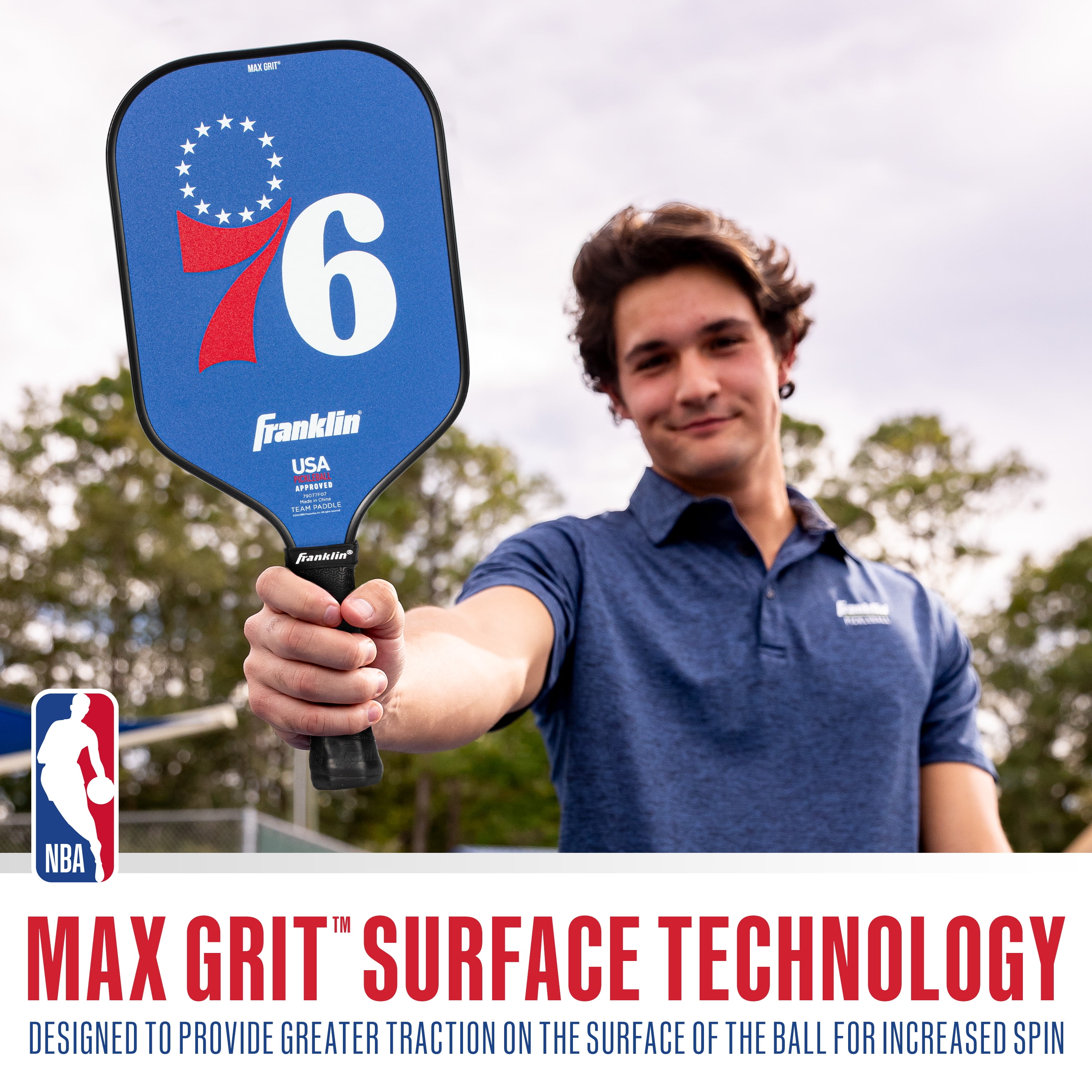 Franklin Sports NBA Philadelphia 76ers Pickleball Paddle - Official NBA Team Pickleball Paddles - USAP (USAPA) Approved Premium Quality Pickleball Paddles - Authentic Team Logos + Colors