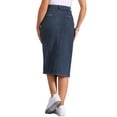thumbnail image 3 of INSPIRE CHIC Denim Skirt for Women Button Down Two Pockets Split Hem Casual Jean Skirt S Blue, 3 of 6